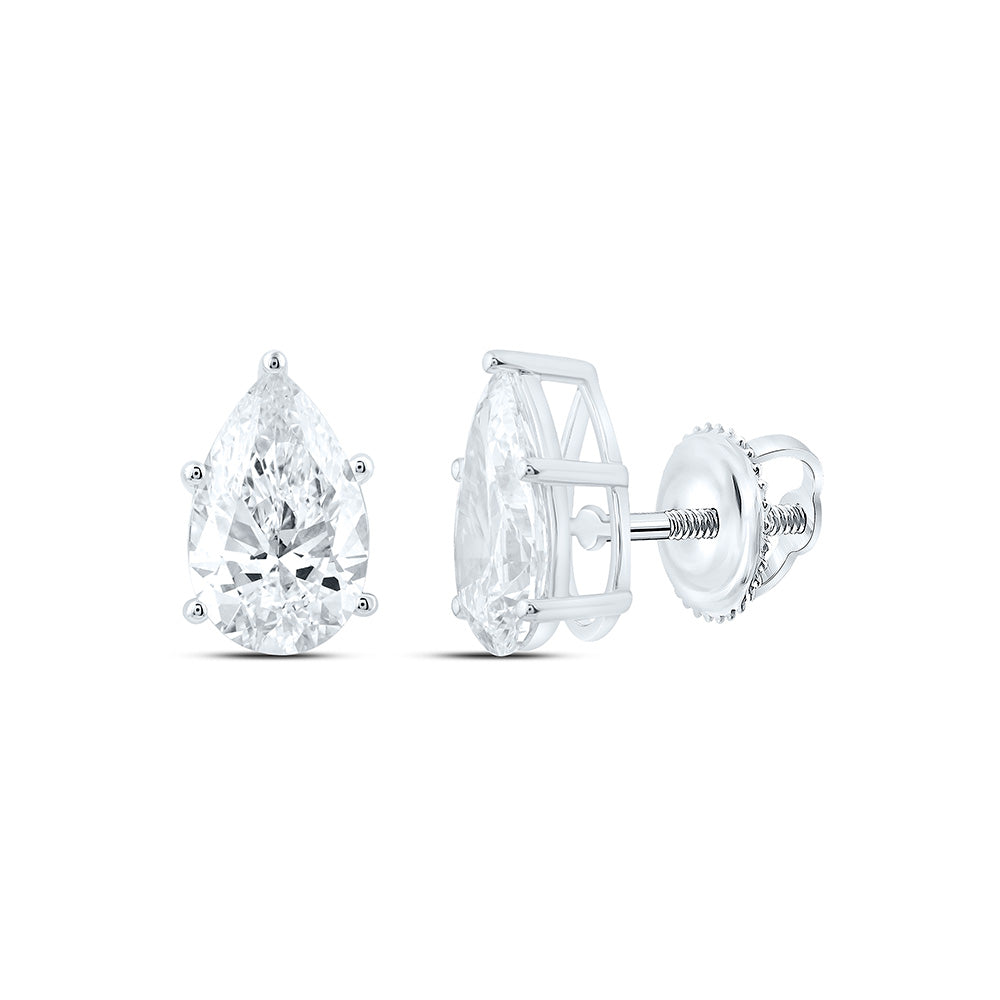 14K Yellow Or White Gold 4 Cttw Lab Grown Diamond Pear Solitaire Earring