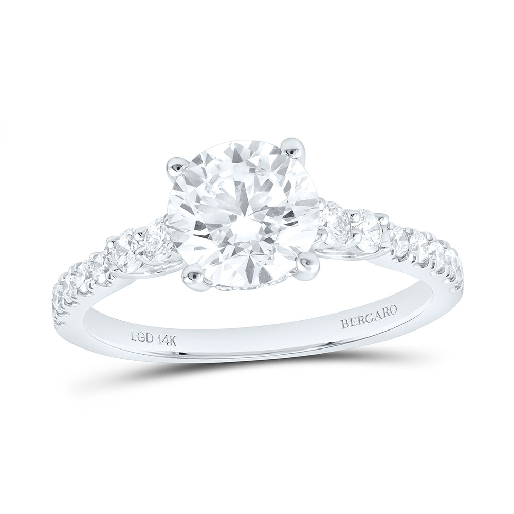 14K Yellow Or White Gold 2 Cttw Lab Grown Diamond 1 1/2 Cttw Center Round Engagement Ring