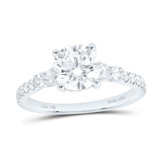 14K Yellow Or White Gold 2 Cttw Lab Grown Diamond 1 1/2 Cttw Center Round Engagement Ring