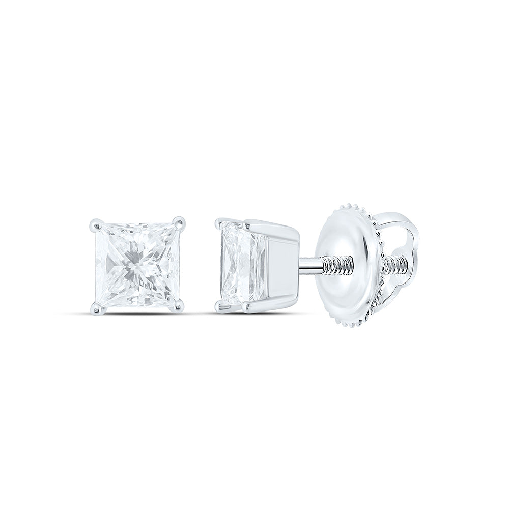 14K Yellow Or White Or Rose Gold 1/2 Cttw Lab Grown Diamond Princess Solitaire Earring