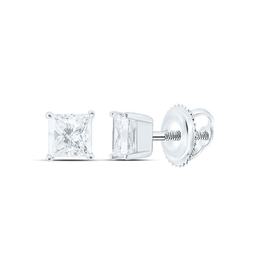 14K Yellow Or White Or Rose Gold 1/2 Cttw Lab Grown Diamond Princess Solitaire Earring