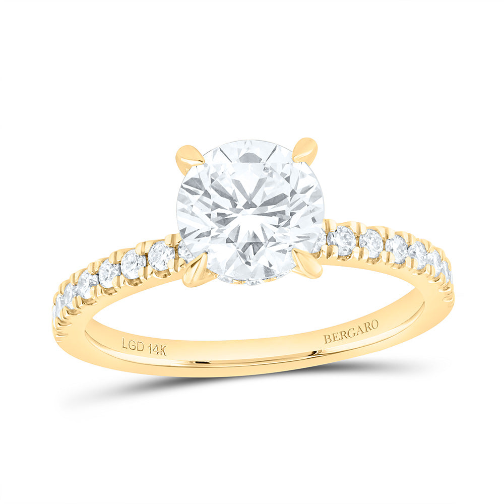 14K Yellow Or White Gold 1 7/8 Cttw Lab Grown Diamond 1 1/2 Cttw Center Round Engagement Ring