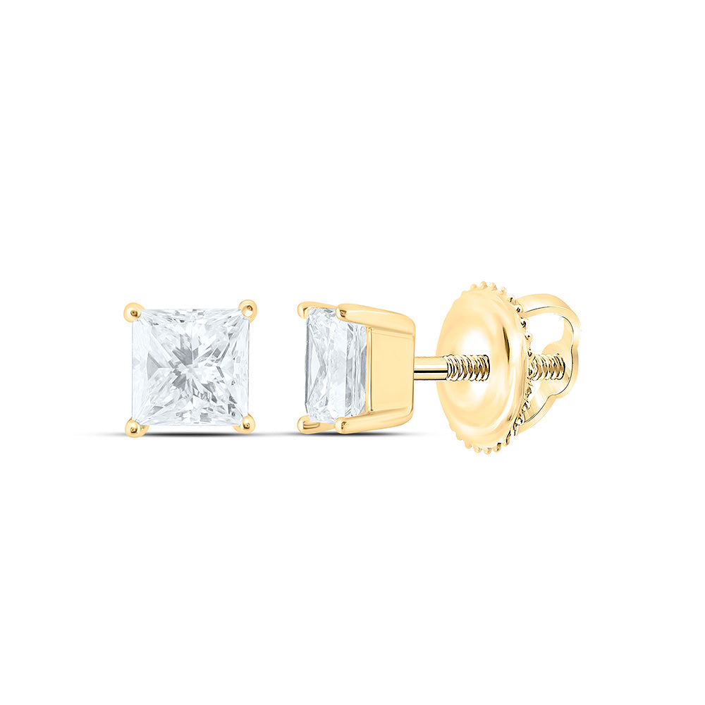 14K Yellow Or White Or Rose Gold 1/2 Cttw Lab Grown Diamond Princess Solitaire Earring