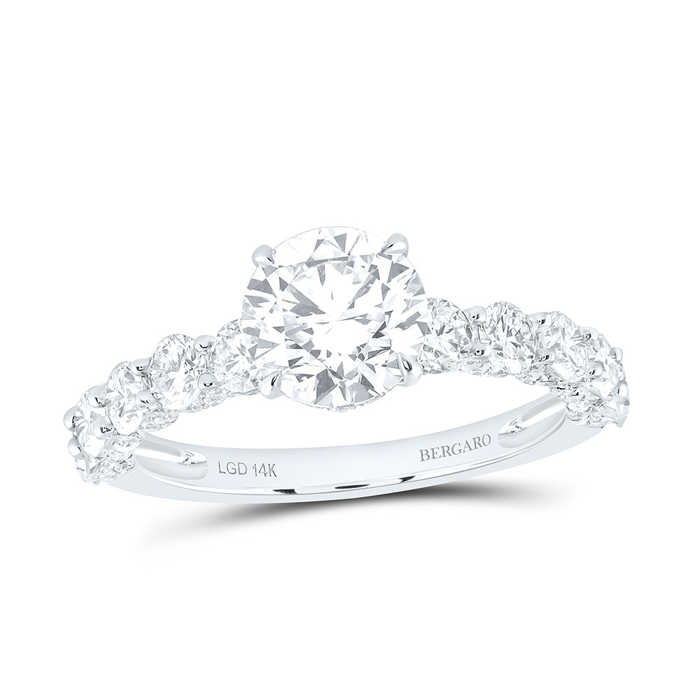 14K Yellow Or White Gold 3 Cttw Lab Grown Diamond 1 1/2 Cttw Center Round Engagement Ring