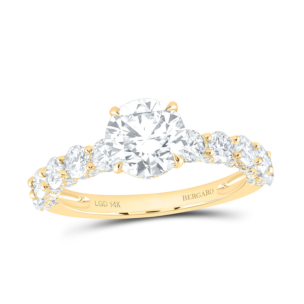 14K Yellow Or White Gold 3 Cttw Lab Grown Diamond 1 1/2 Cttw Center Round Engagement Ring