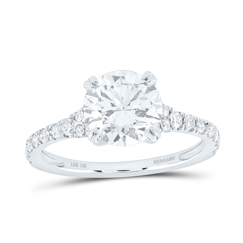 14K Yellow Or White Gold 2 1/3 Cttw Lab Grown Diamond 2 Cttw Center Round Engagement Ring