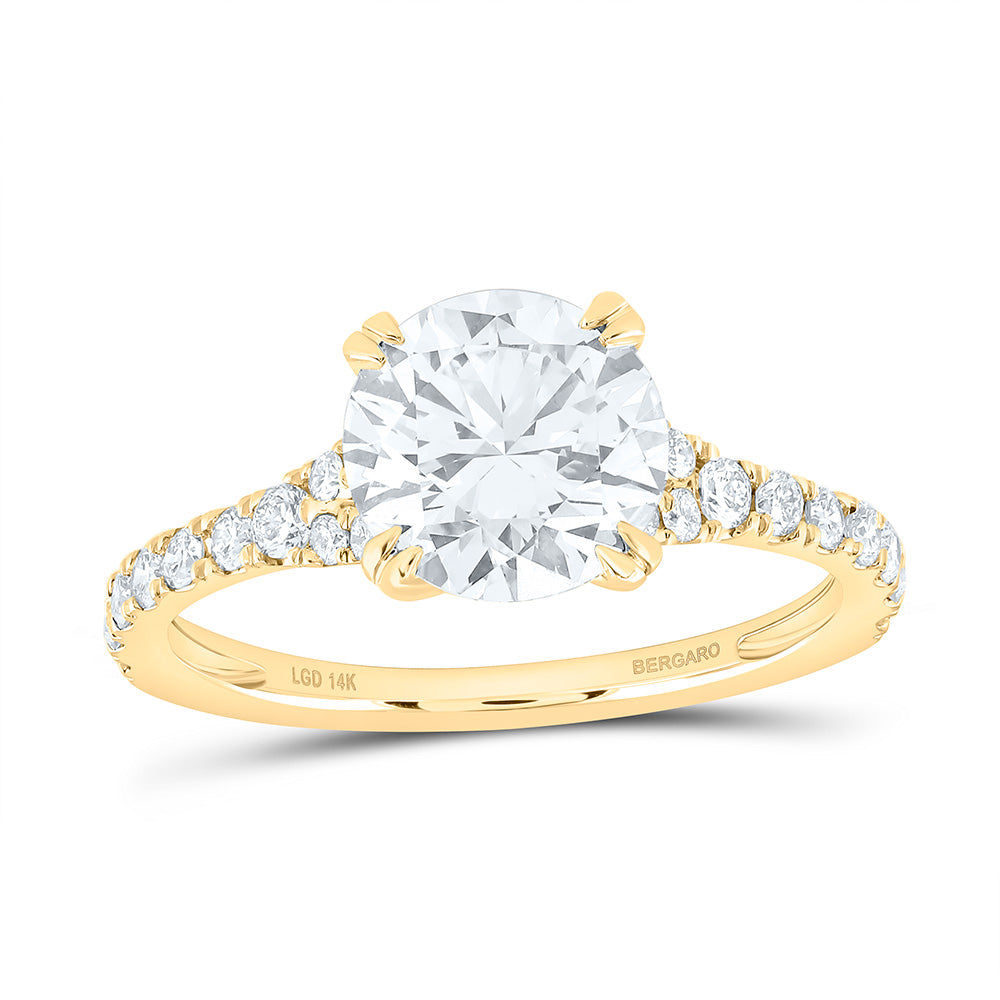 14K Yellow Or White Gold 2 1/3 Cttw Lab Grown Diamond 2 Cttw Center Round Engagement Ring