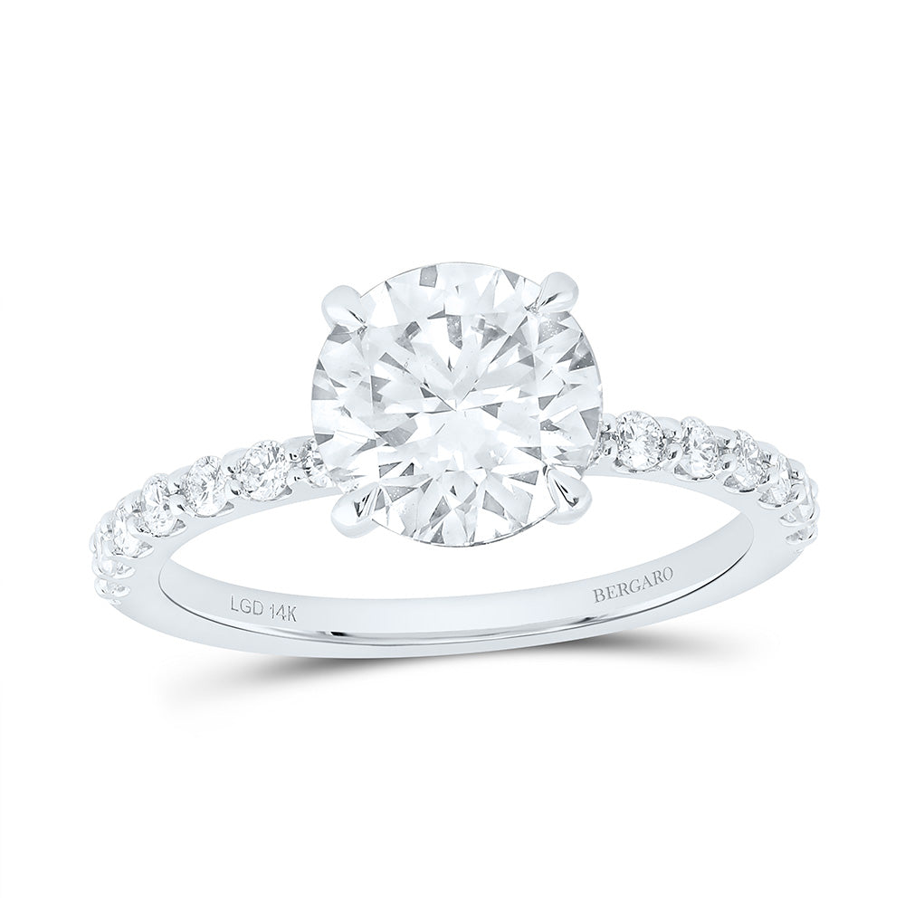 14K Yellow Or White Gold 2 1/3 Cttw Lab Grown Diamond 2 Cttw Center Round Engagement Ring