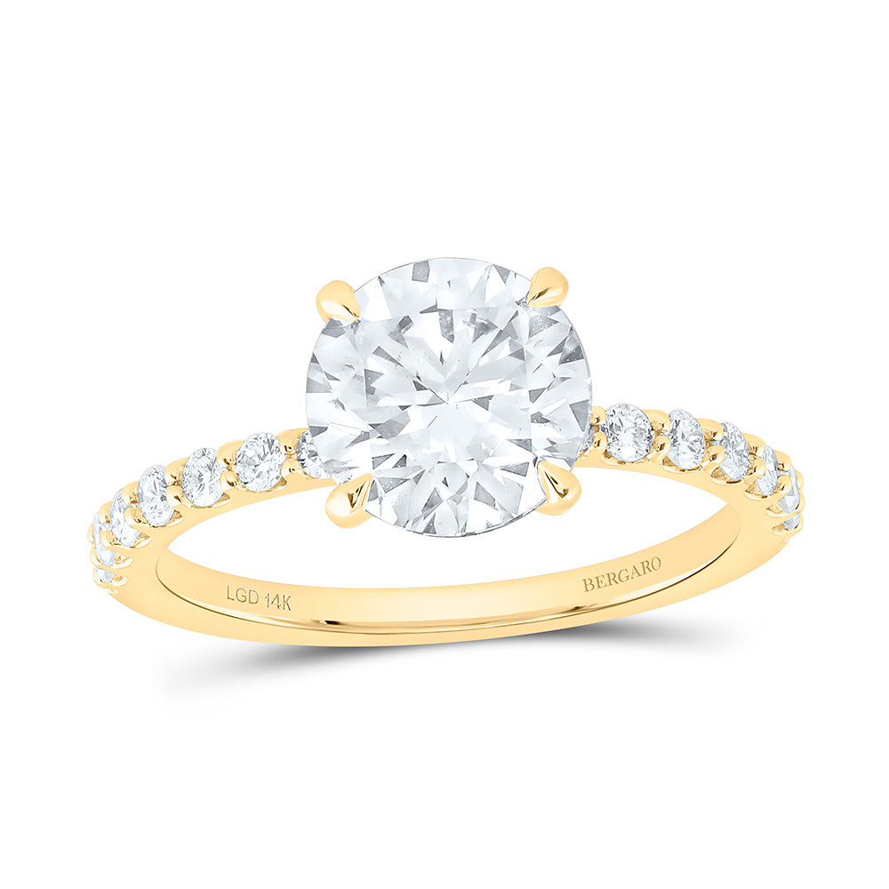14K Yellow Or White Gold 2 1/3 Cttw Lab Grown Diamond 2 Cttw Center Round Engagement Ring