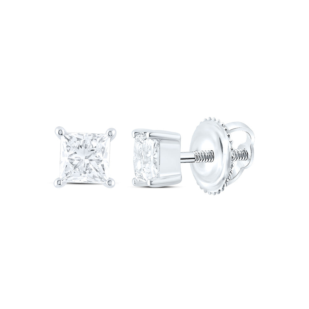 14K Yellow Or White Gold 3/4 Cttw Lab Grown Diamond Princess Solitaire Earring