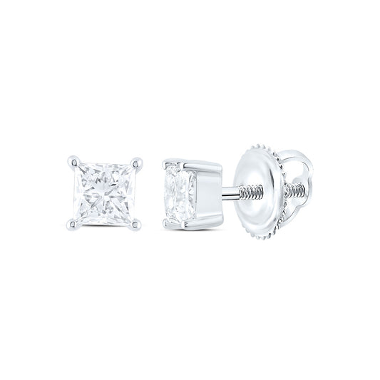 14K Yellow Or White Gold 3/4 Cttw Lab Grown Diamond Princess Solitaire Earring