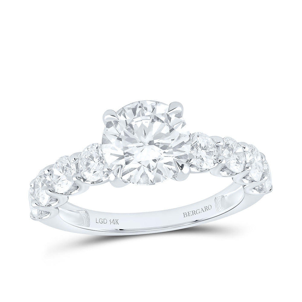 14K Yellow Or White Gold 3 3/8 Cttw Lab Grown Diamond 2 Cttw Center Round Engagement Ring