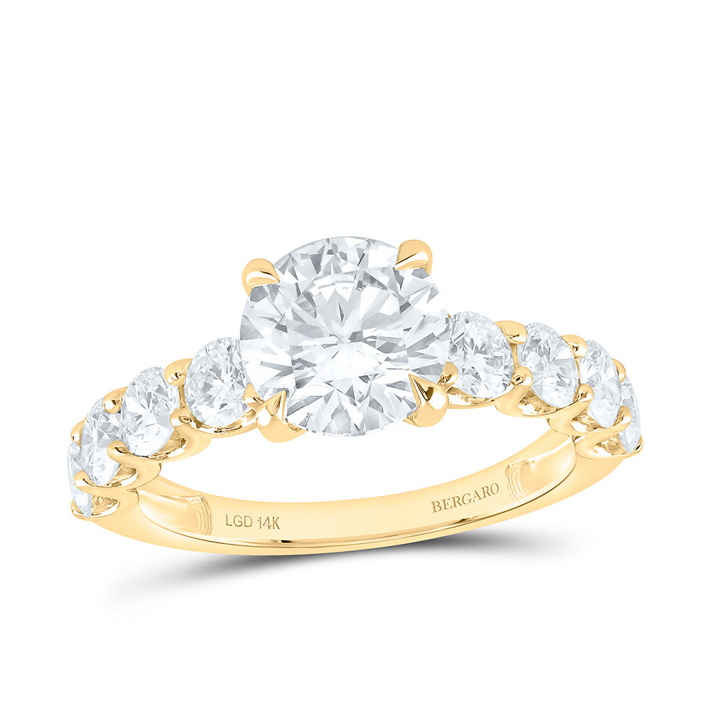 14K Yellow Or White Gold 3 3/8 Cttw Lab Grown Diamond 2 Cttw Center Round Engagement Ring