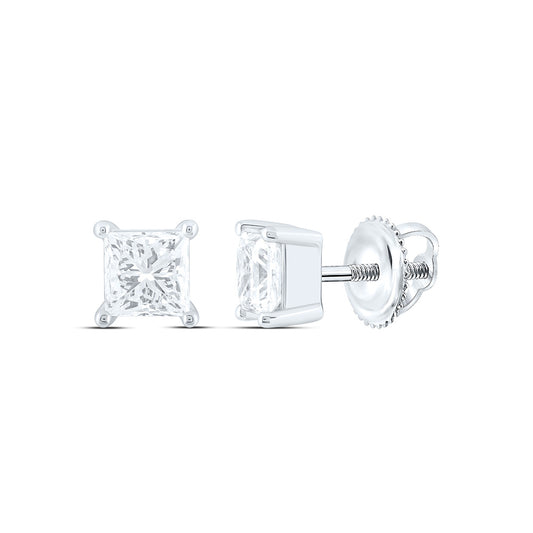 14K Yellow Or White Gold 1 1/2 Cttw Lab Grown Diamond Princess Solitaire Earring