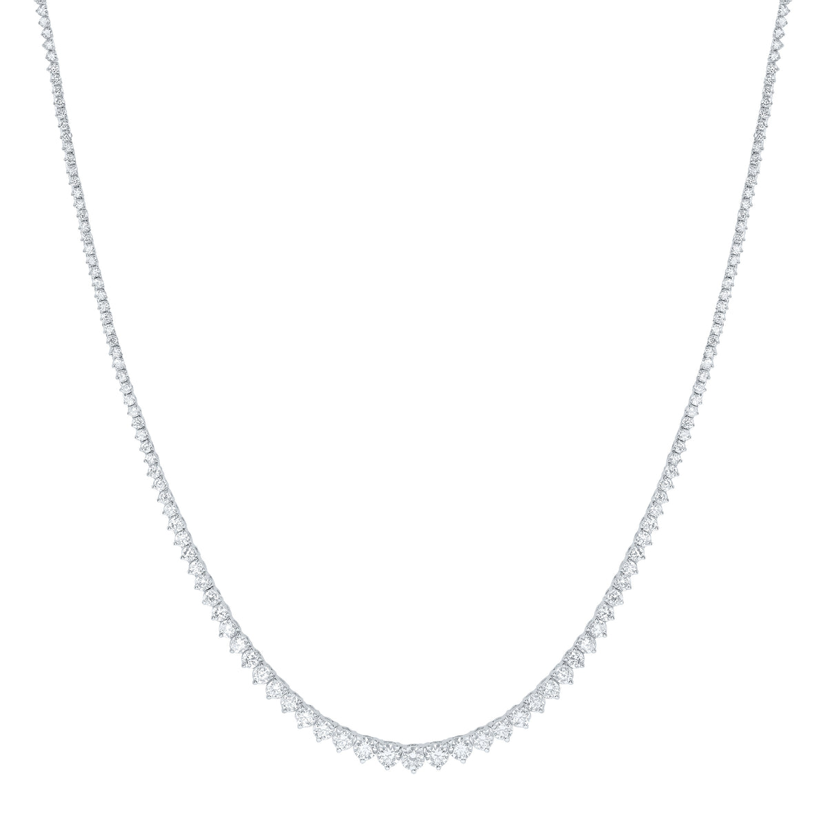 14K Yellow Or White Gold 5 Cttw Lab Grown Diamond Fashion Round Tennis Necklace (16 Inch)