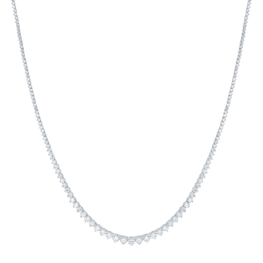 14K Yellow Or White Gold 5 Cttw Lab Grown Diamond Fashion Round Tennis Necklace (16 Inch)