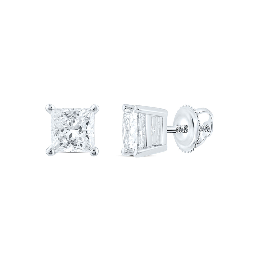 14K Yellow Or White Gold 2 Cttw Lab Grown Diamond Princess Solitaire Earring