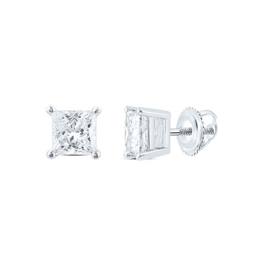 14K Yellow Or White Gold 2 Cttw Lab Grown Diamond Princess Solitaire Earring