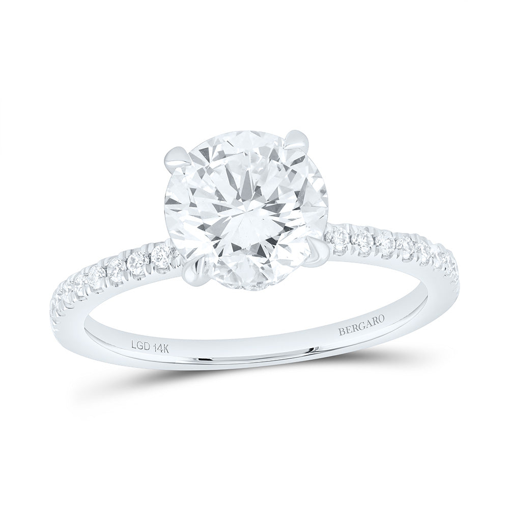 14K Yellow Or White Gold 2 1/4 Cttw Lab Grown Diamond 2 Cttw Center Round Engagement Ring