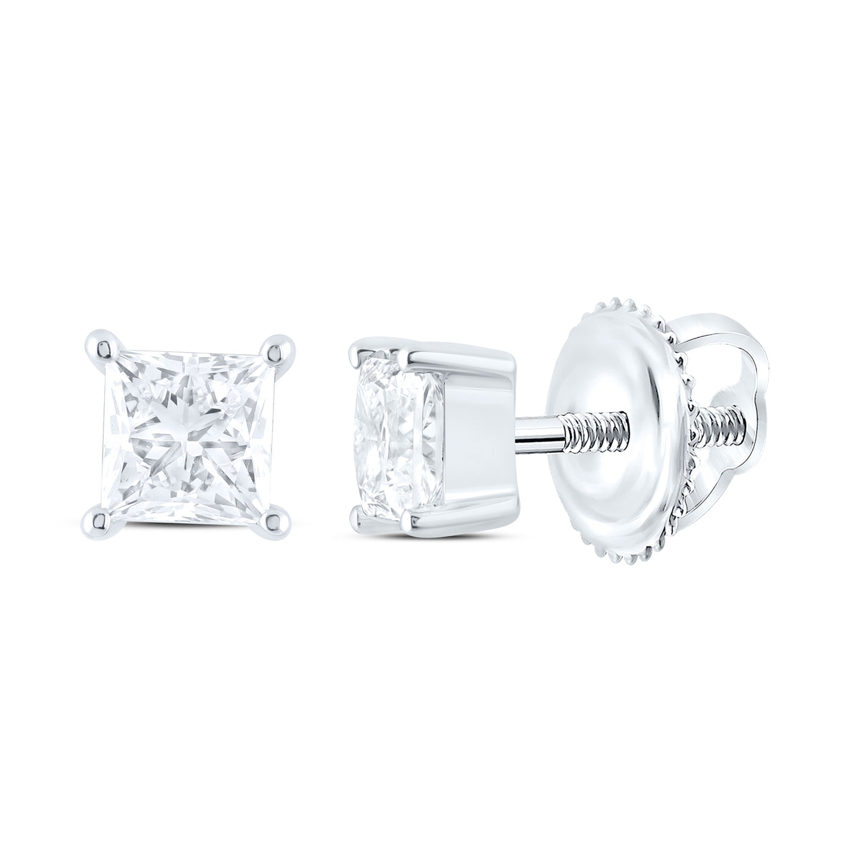 14K Yellow Or White Gold 3 Cttw Lab Grown Diamond Princess Solitaire Earring