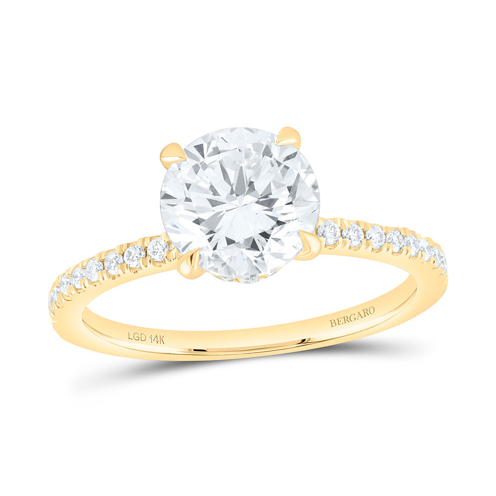 14K Yellow Or White Gold 2 1/4 Cttw Lab Grown Diamond 2 Cttw Center Round Engagement Ring