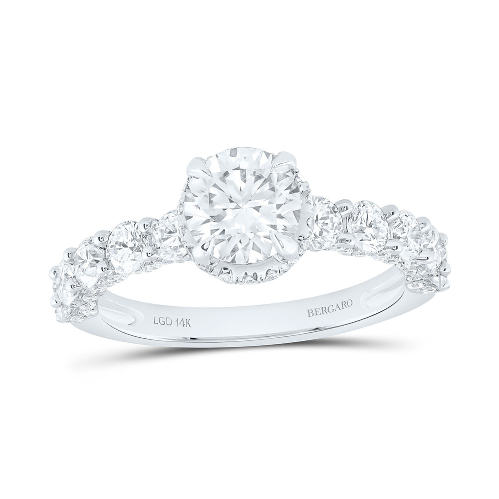 14K Yellow Or White Gold 3 1/2 Cttw Lab Grown Diamond 2 Cttw Center Round Engagement Ring