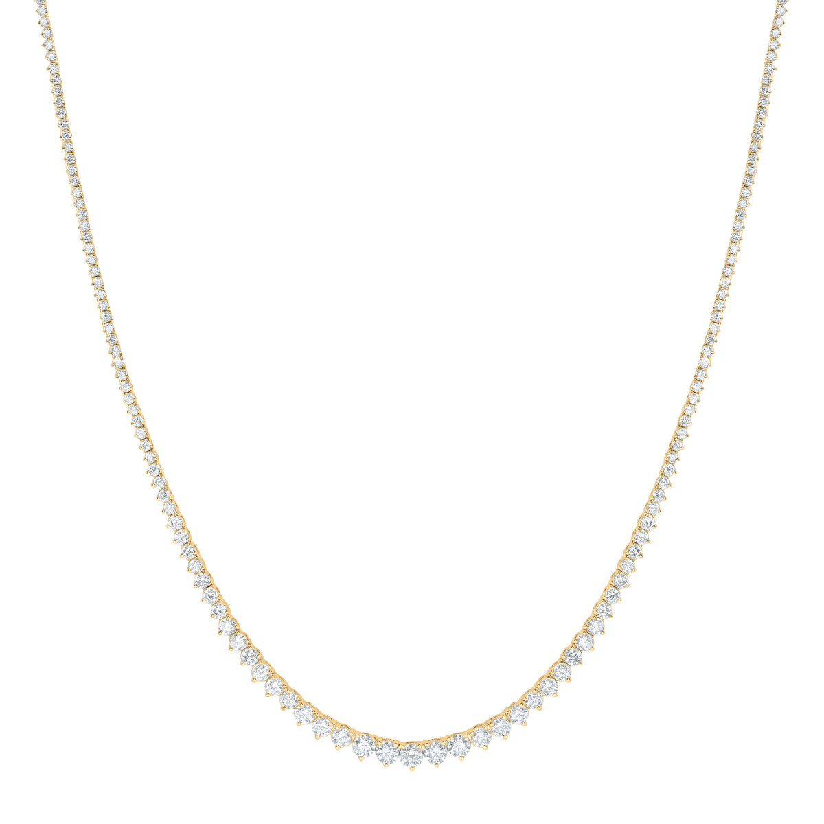 14K Yellow Or White Gold 5 Cttw Lab Grown Diamond Fashion Round Tennis Necklace (16 Inch)