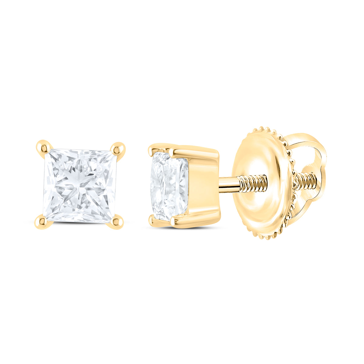 14K Yellow Or White Gold 3 Cttw Lab Grown Diamond Princess Solitaire Earring