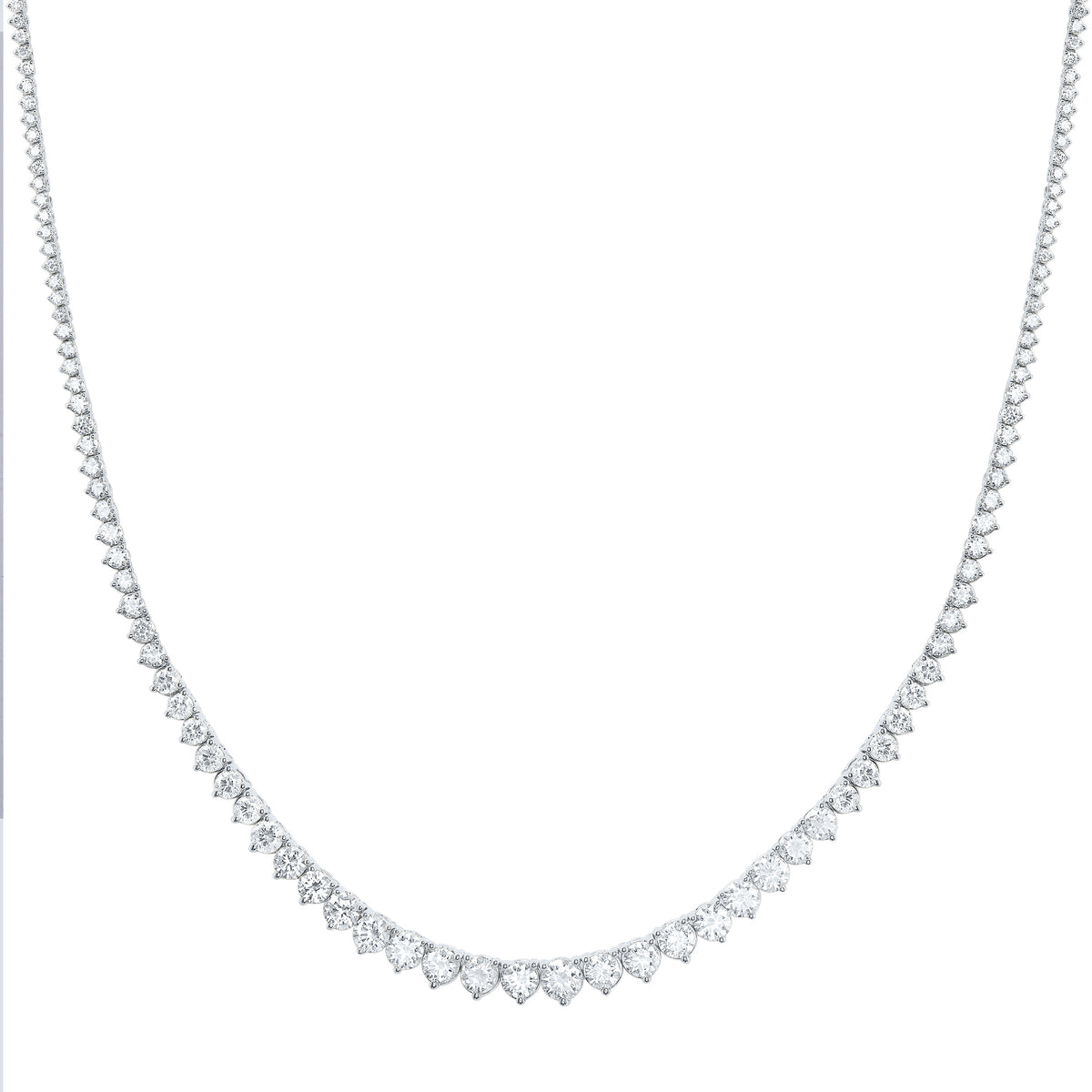 14K Yellow Or White Gold 7 Cttw Lab Grown Diamond Fashion Round Tennis Necklace (16 Inch)