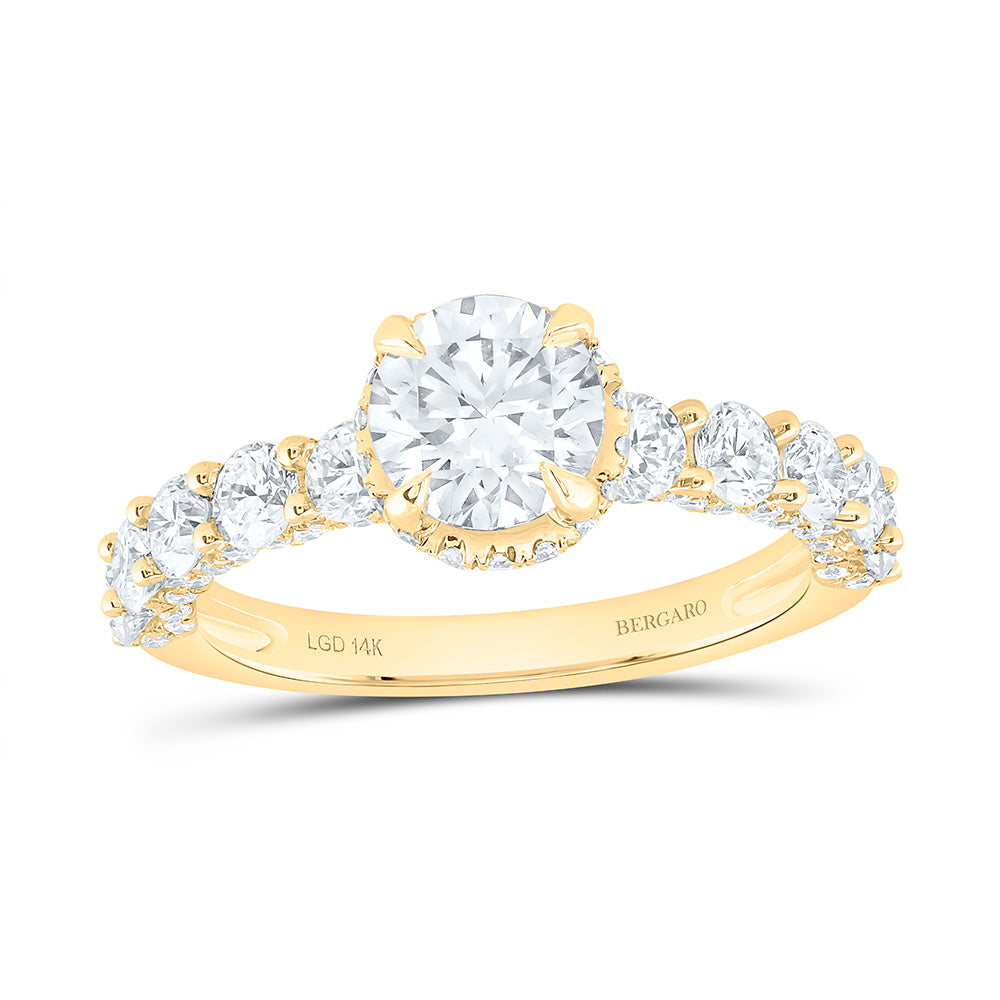 14K Yellow Or White Gold 3 1/2 Cttw Lab Grown Diamond 2 Cttw Center Round Engagement Ring