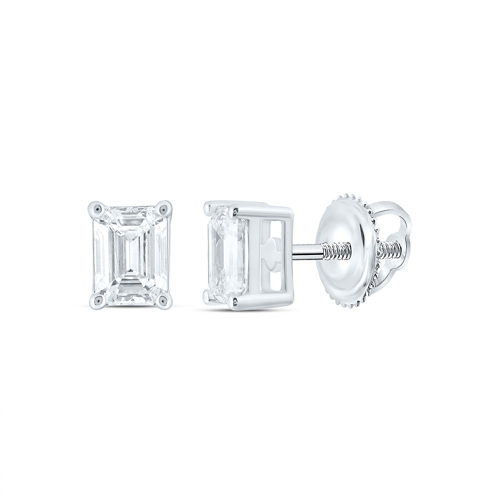 14K Yellow Or White Gold 1/2 Cttw Lab Grown Diamond Emerald Solitaire Earring