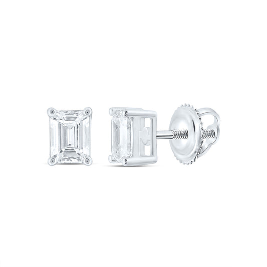 14K Yellow Or White Gold 1/2 Cttw Lab Grown Diamond Emerald Solitaire Earring