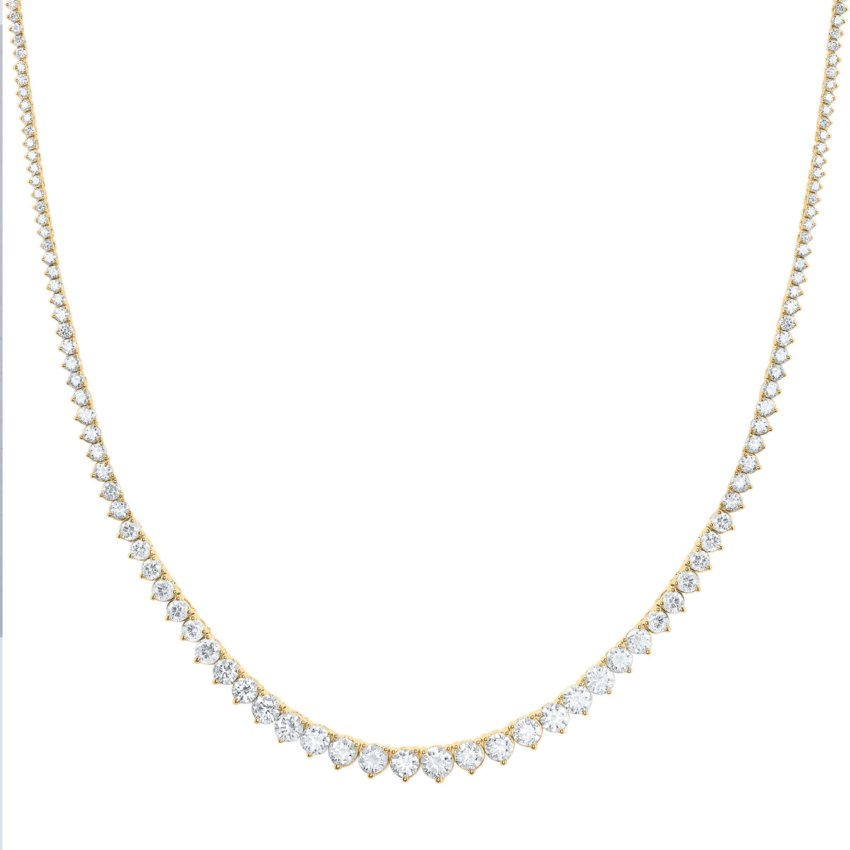 14K Yellow Or White Gold 7 Cttw Lab Grown Diamond Fashion Round Tennis Necklace (16 Inch)