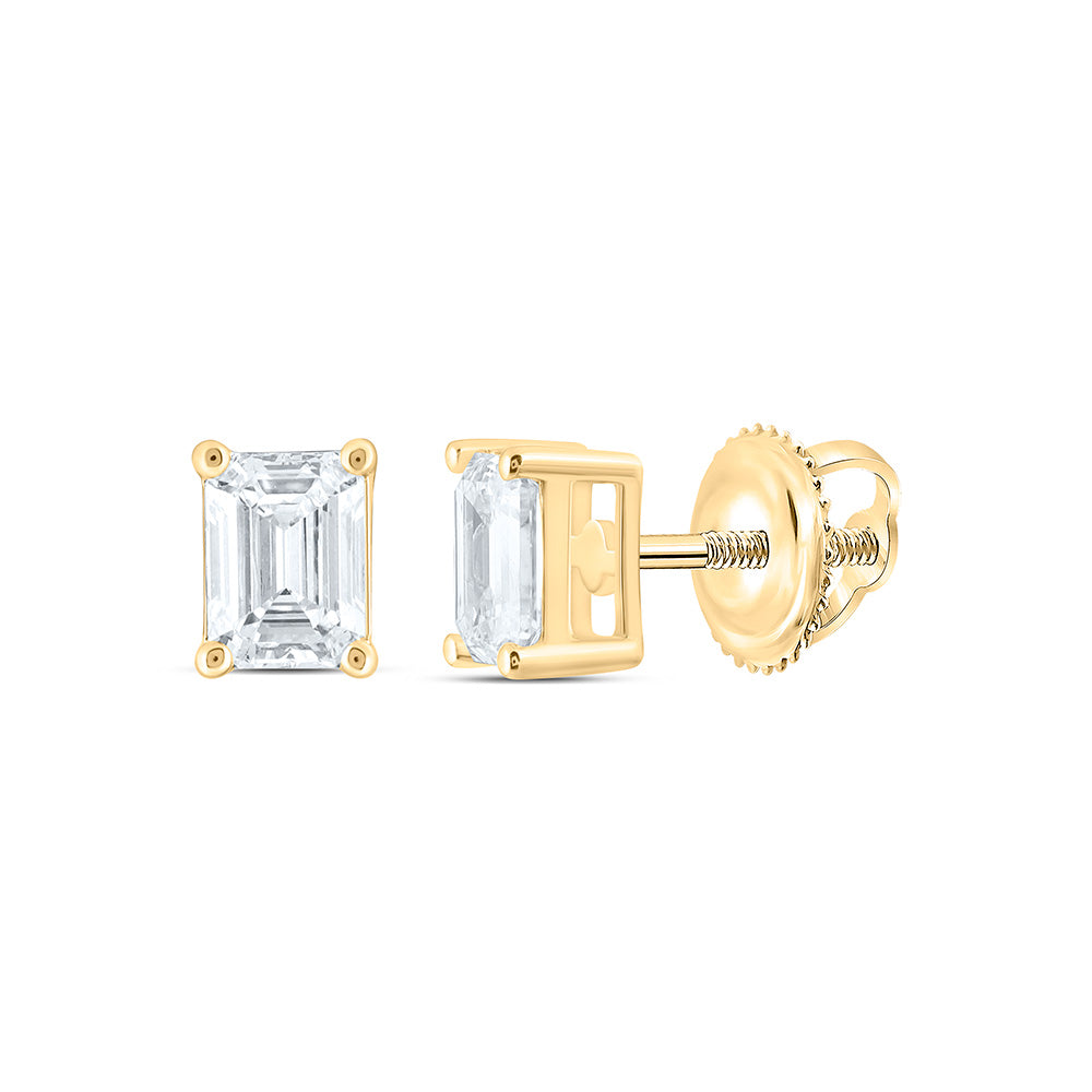 14K Yellow Or White Gold 1/2 Cttw Lab Grown Diamond Emerald Solitaire Earring