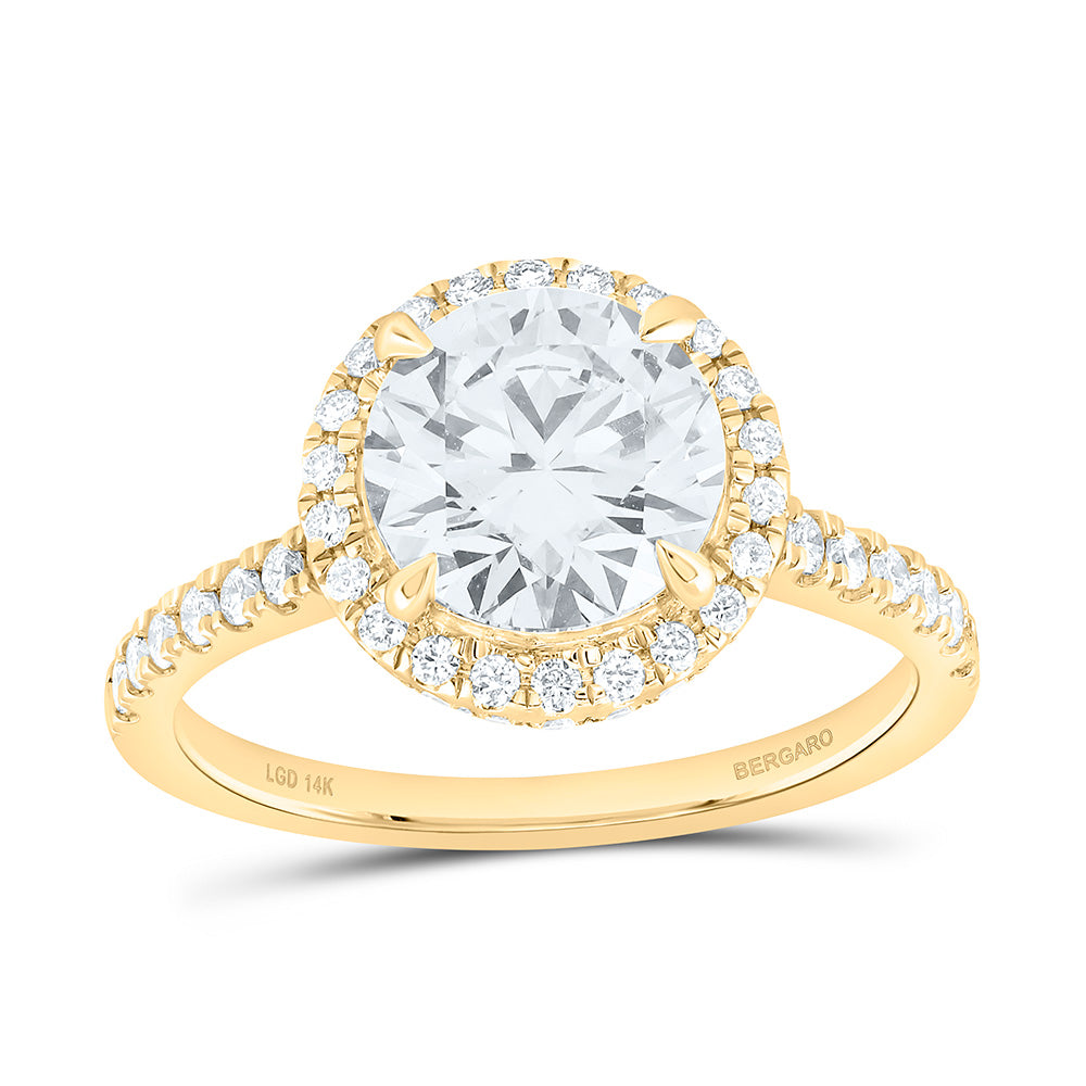 14K Yellow Or White Gold 2 1/2 Cttw Lab Grown Diamond 2 Cttw Center Round Engagement Ring