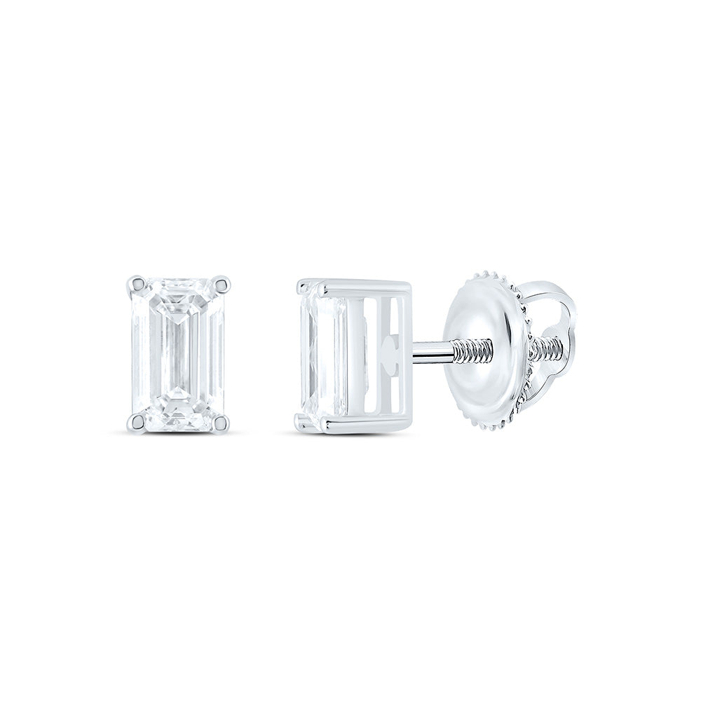 14K Yellow Or White Gold 5/8 Cttw Lab Grown Diamond Emerald Solitaire Earring