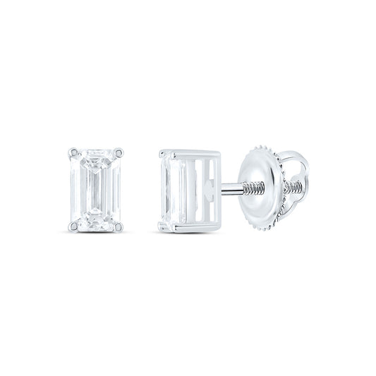 14K Yellow Or White Gold 5/8 Cttw Lab Grown Diamond Emerald Solitaire Earring