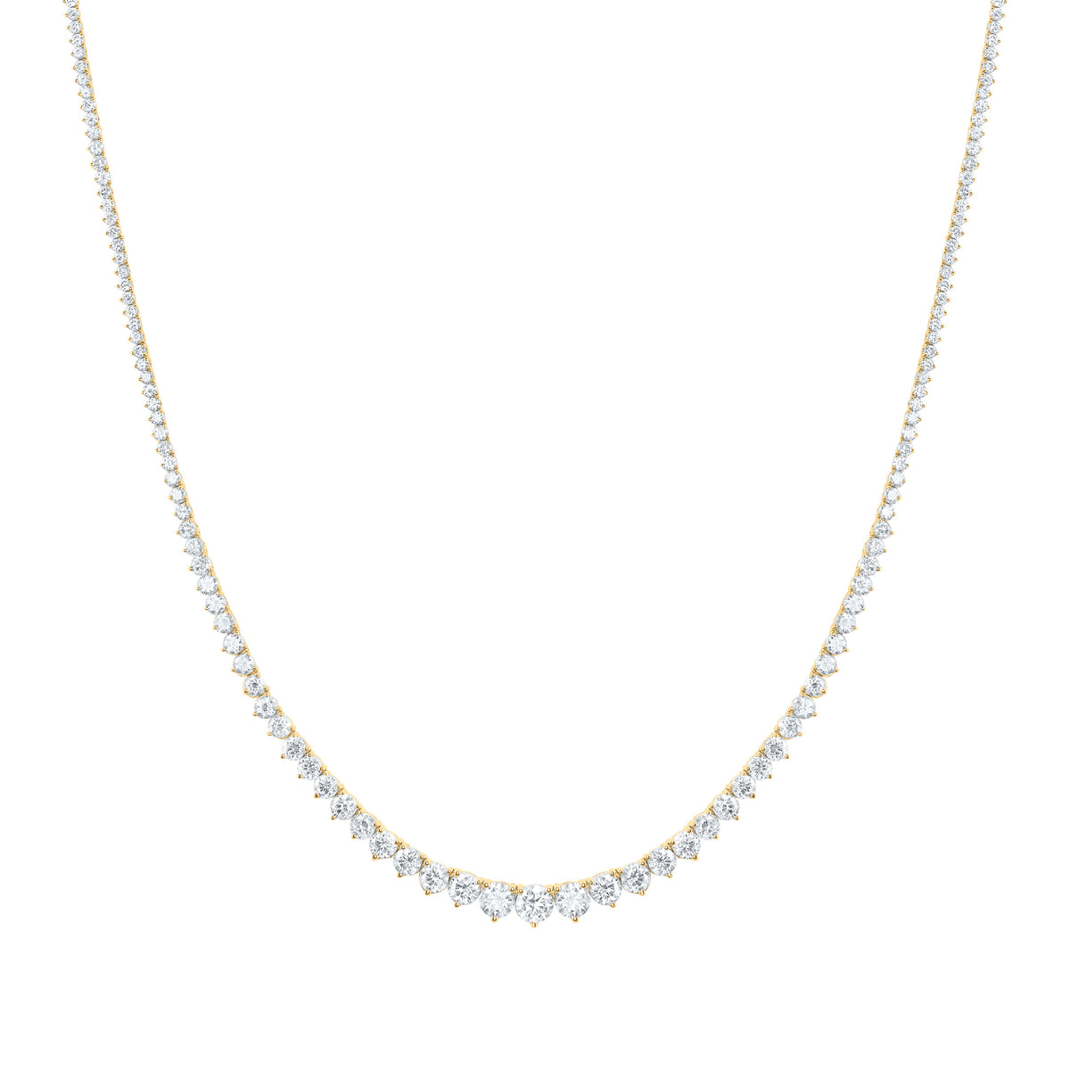 14K Yellow Gold 10 Cttw Lab Grown Diamond Fashion Round Tennis Necklace (16 Inch)