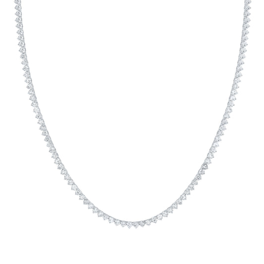 14K Yellow Or White Gold 5 Cttw Lab Grown Diamond Fashion Round Tennis Necklace (16 Inch)