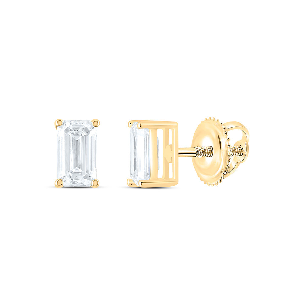 14K Yellow Or White Gold 5/8 Cttw Lab Grown Diamond Emerald Solitaire Earring