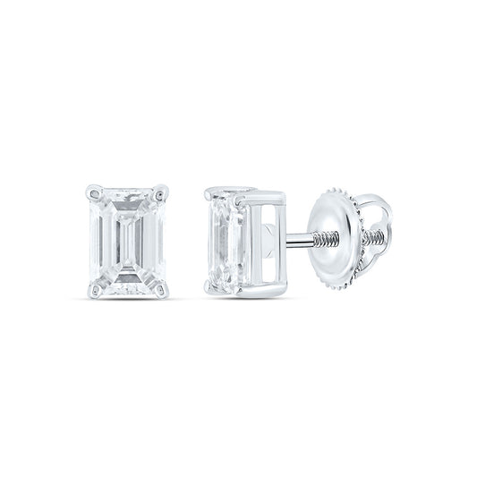 14K Yellow Or White Gold 1 Cttw Lab Grown Diamond Emerald Solitaire Earring