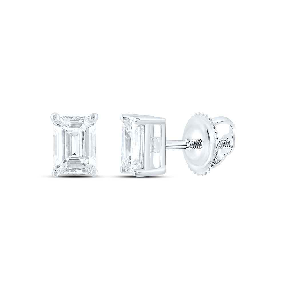 14K Yellow Or White Gold 1 1/2 Cttw Lab Grown Diamond Emerald Solitaire Earring