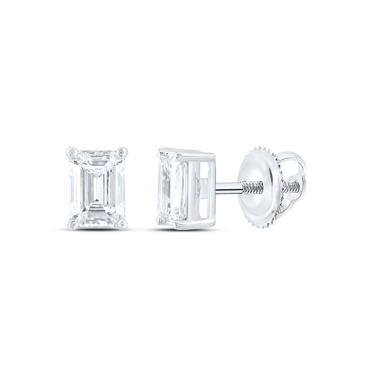 14K Yellow Or White Gold 1 1/2 Cttw Lab Grown Diamond Emerald Solitaire Earring
