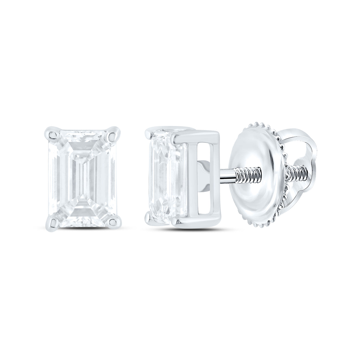 14K Yellow Or White Gold 2 Cttw Lab Grown Diamond Emerald Solitaire Earring