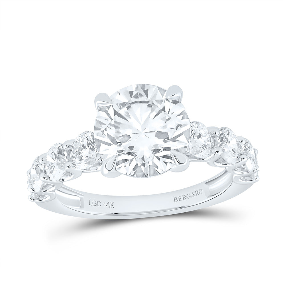 14K Yellow Or White Gold 4 1/3 Cttw Lab Grown Diamond 3 Cttw Center Round Engagement Ring