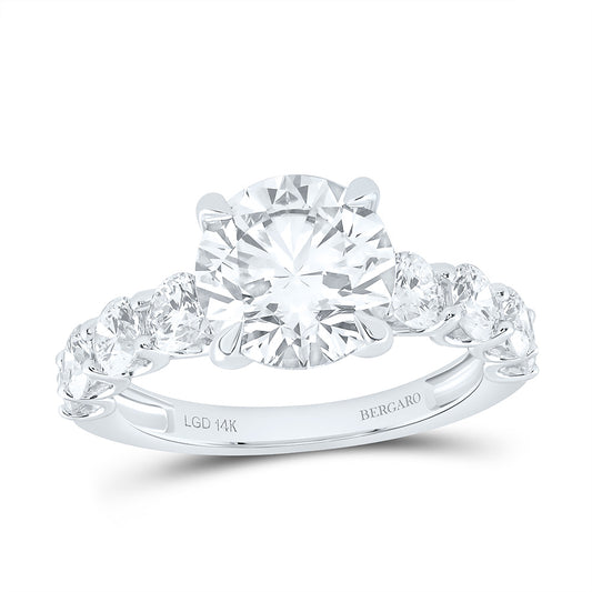 14K Yellow Or White Gold 4 1/3 Cttw Lab Grown Diamond 3 Cttw Center Round Engagement Ring