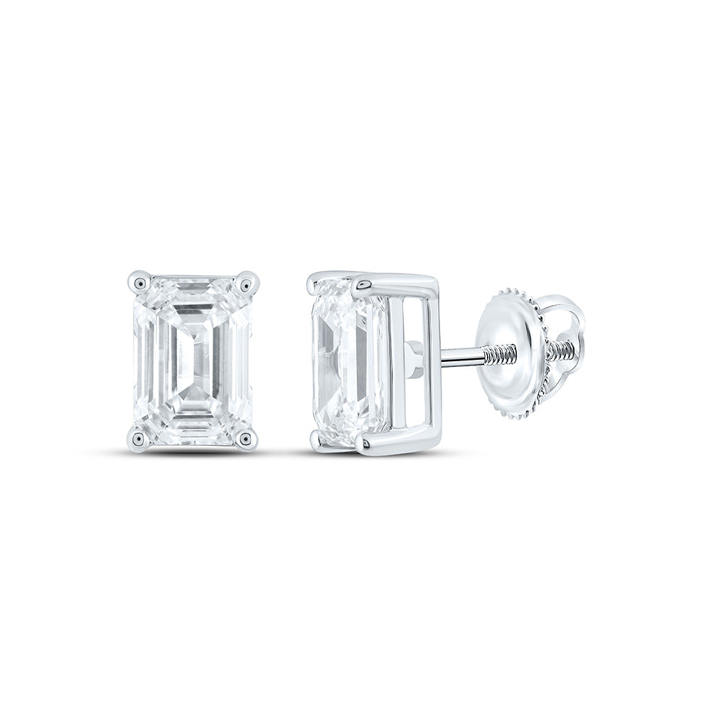 14K Yellow Or White Gold 3 Cttw Lab Grown Diamond Emerald Solitaire Earring