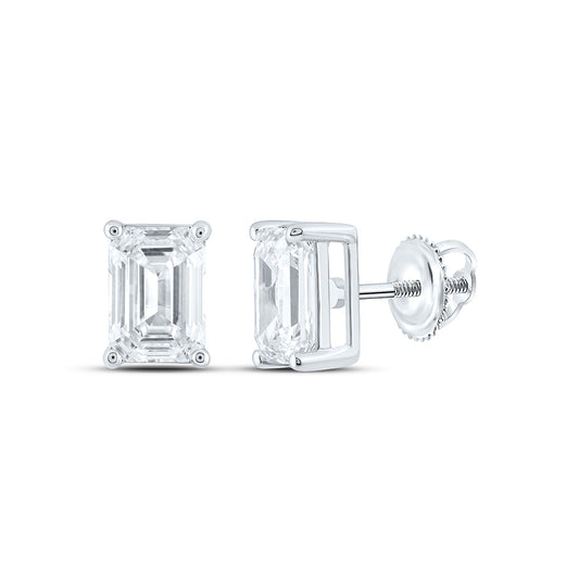 14K Yellow Or White Gold 3 Cttw Lab Grown Diamond Emerald Solitaire Earring