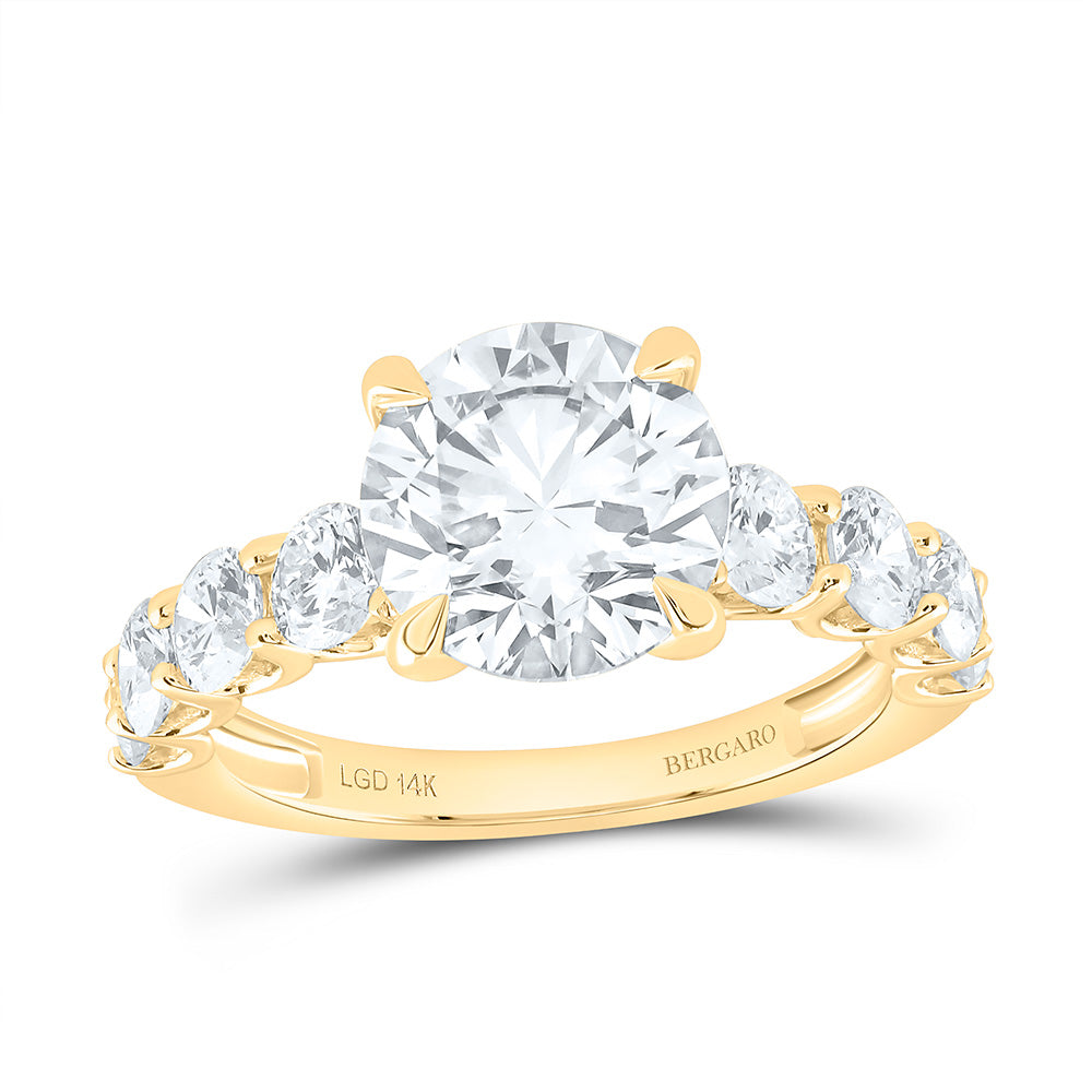 14K Yellow Or White Gold 4 1/3 Cttw Lab Grown Diamond 3 Cttw Center Round Engagement Ring