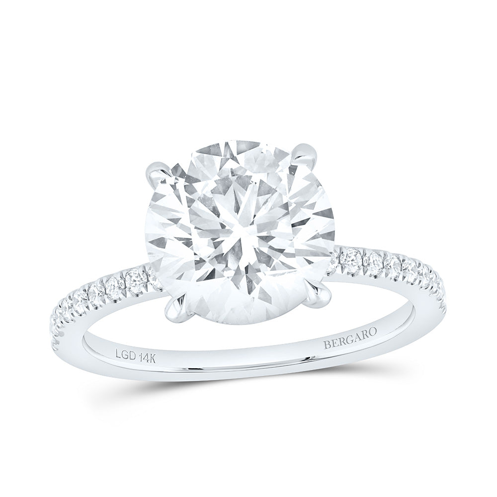 14K Yellow Or White Gold 3 1/4 Cttw Lab Grown Diamond 3 Cttw Center Round Engagement Ring